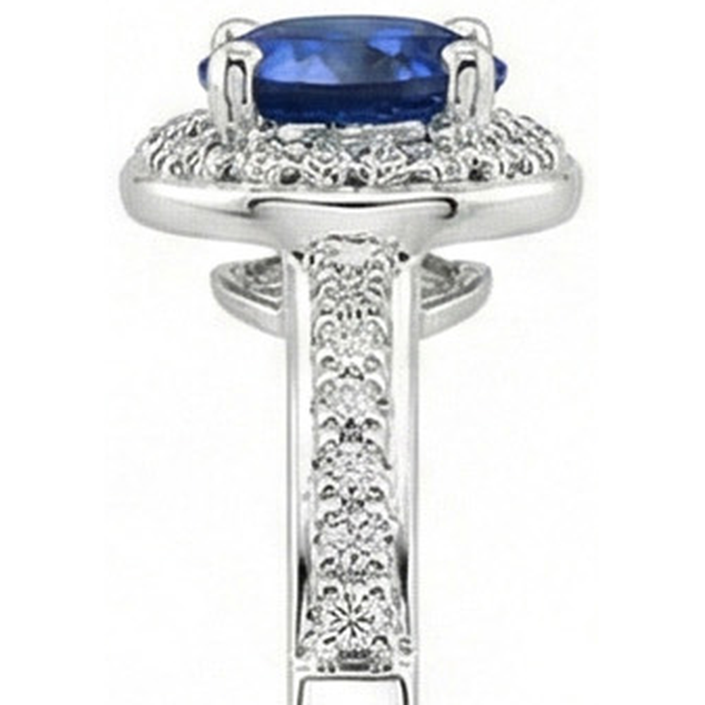 Runder srilankischer Saphirdiamantenring 5.75 Karat Weißgold 14K