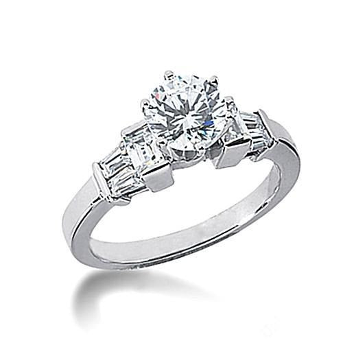Runder und Baguette Echt Aus der Erde Abgebauter Natürlicher Diamant-Verlobungsring Weißgold 1,60 Karat Neu