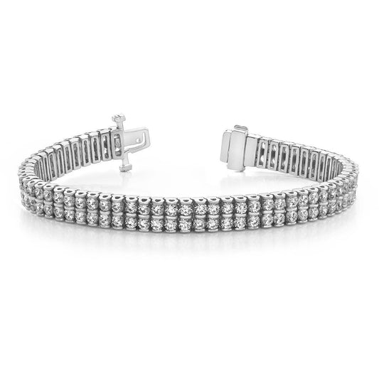 Rundes Brillantschliff 9,60 Kt Zweireihiges Echt Diamantarmband Weißgold 14K