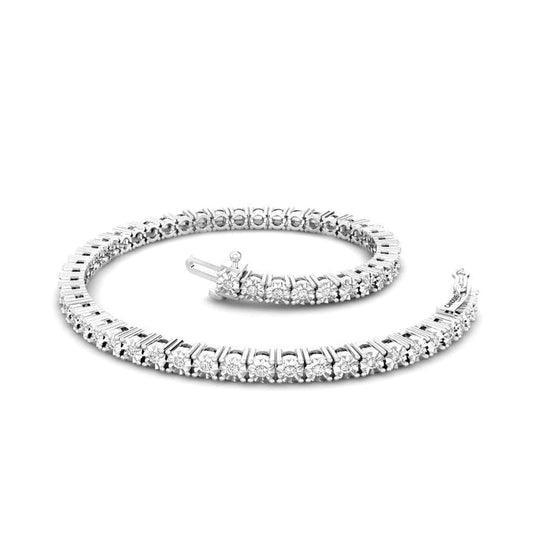 Rundes Brillantschliff-Echt-Diamant-Tennisarmband Massivgold Weiß 3 Kt