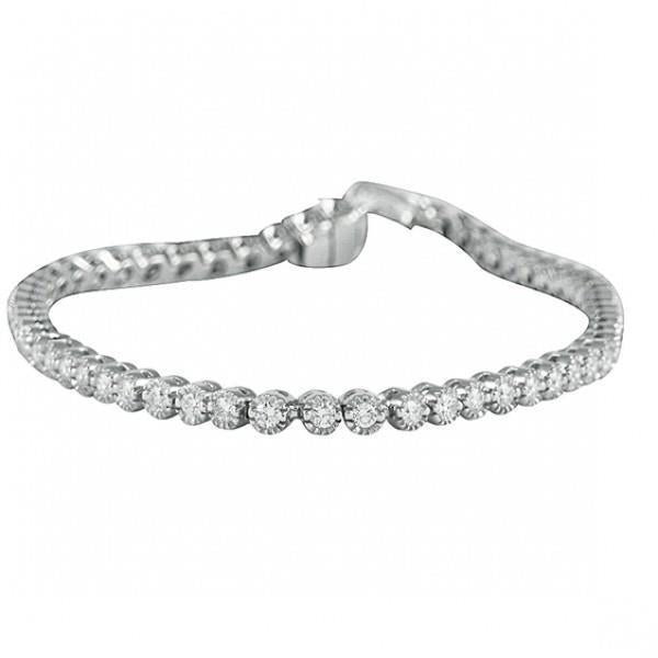 Rundes Brillantschliff-Echt Diamant-Tennisarmband Schön 5 Kt WG 14K