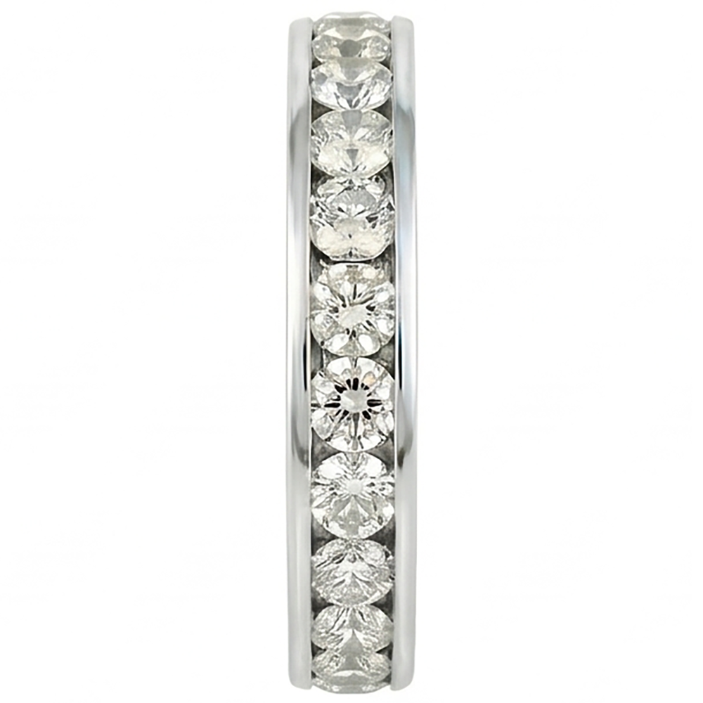 Rundes Echt Aus der Erde Abgebauter Natürlicher Diamantkanal-Set Schmuckband 2,40 Karat Weißgold 14K