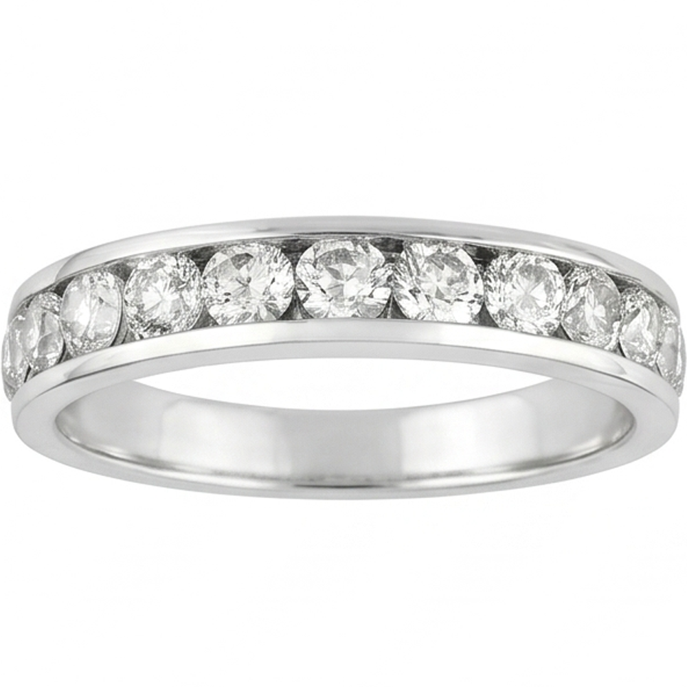 Rundes Echt Aus der Erde Abgebauter Natürlicher Diamantkanal-Set Schmuckband 2,40 Karat Weißgold 14K