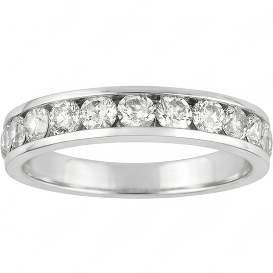 Rundes Echt Aus der Erde Abgebauter Natürlicher Diamantkanal-Set Schmuckband 2,40 Karat Weißgold 14K
