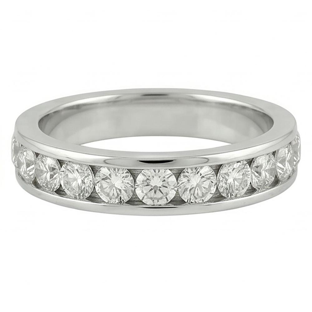 Rundes Echt Aus der Erde Abgebauter Natürlicher Diamantkanal-Set Schmuckband 2,40 Karat Weißgold 14K