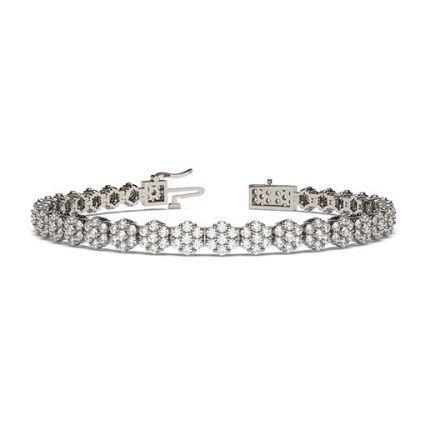 Rundes Echt Diamant-Tennisarmband Schmuck aus 14 Karat Weißgold