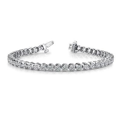 Rundes Echt Diamant-Tennisarmband Zinken-Set 10.10 Karat WG 14K