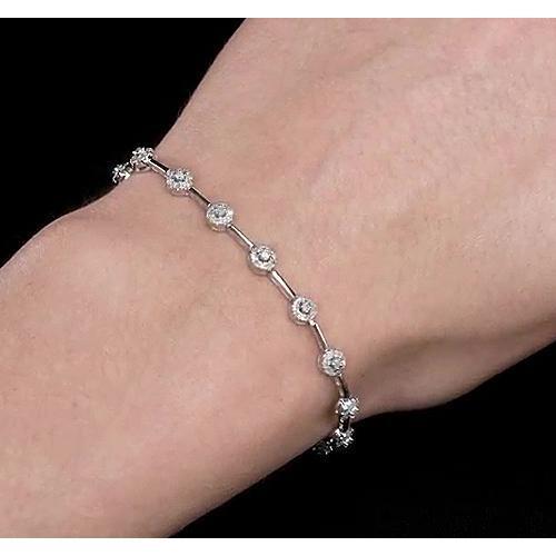 Rundes Echt Diamantarmband 6 Karat Lünette Set Damen Schmuck 14K