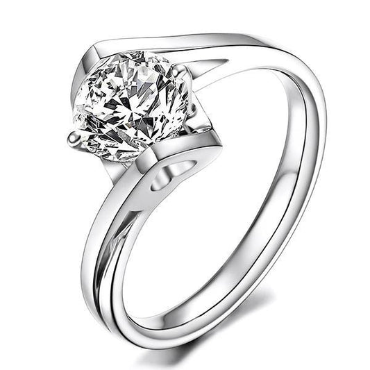 Rundschliff 2,85 ct Echt Diamant-Jubiläums-Solitärring mit geteiltem Schaft