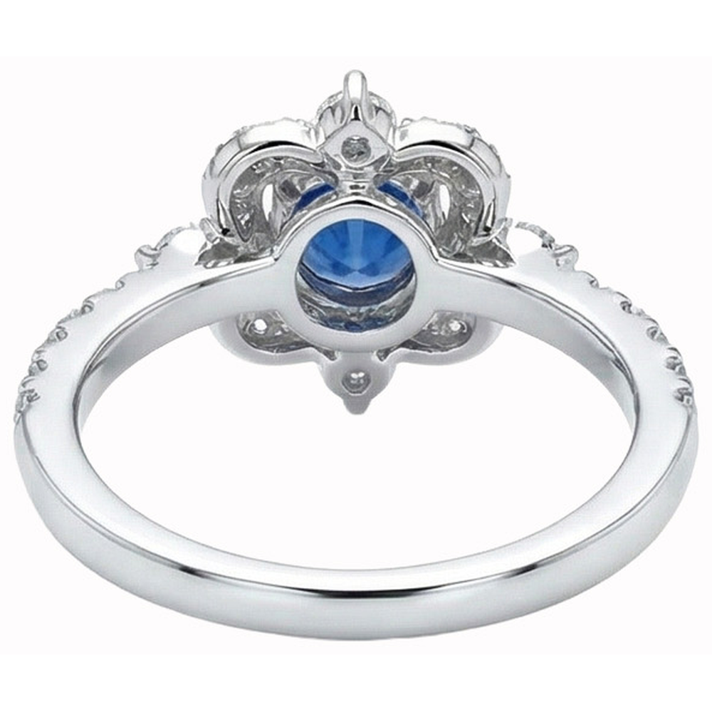 Rundschliff 4.30 ct Sri Lanka Blauer Saphir Aus der Erde Abgebauter Natürlicher Diamanten Fancy Ring