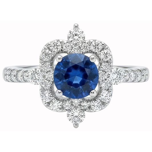 Rundschliff 4.30 ct Sri Lanka Blauer Saphir Aus der Erde Abgebauter Natürlicher Diamanten Fancy Ring
