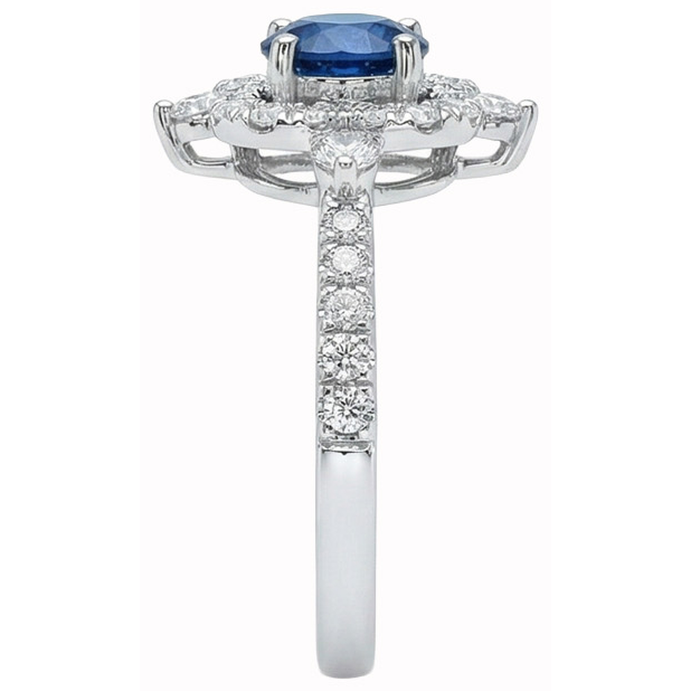 Rundschliff 4.30 ct Sri Lanka Blauer Saphir Aus der Erde Abgebauter Natürlicher Diamanten Fancy Ring