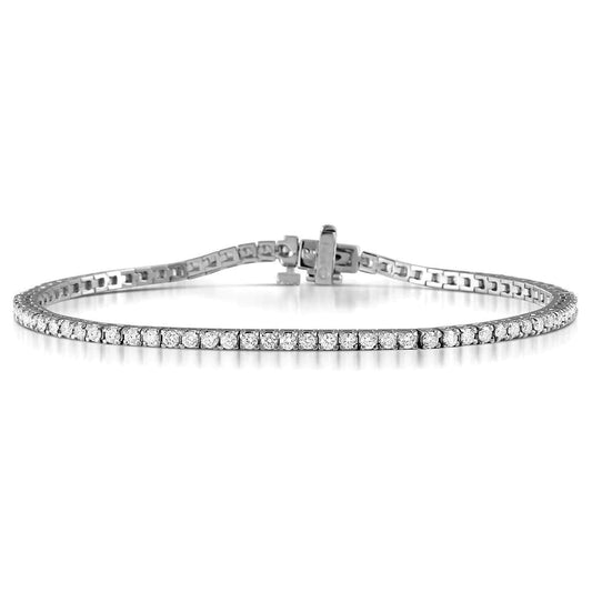 Rundschliff 4,50 Karat Echt Diamanten Tennisarmband Zinken-Set 14K WG