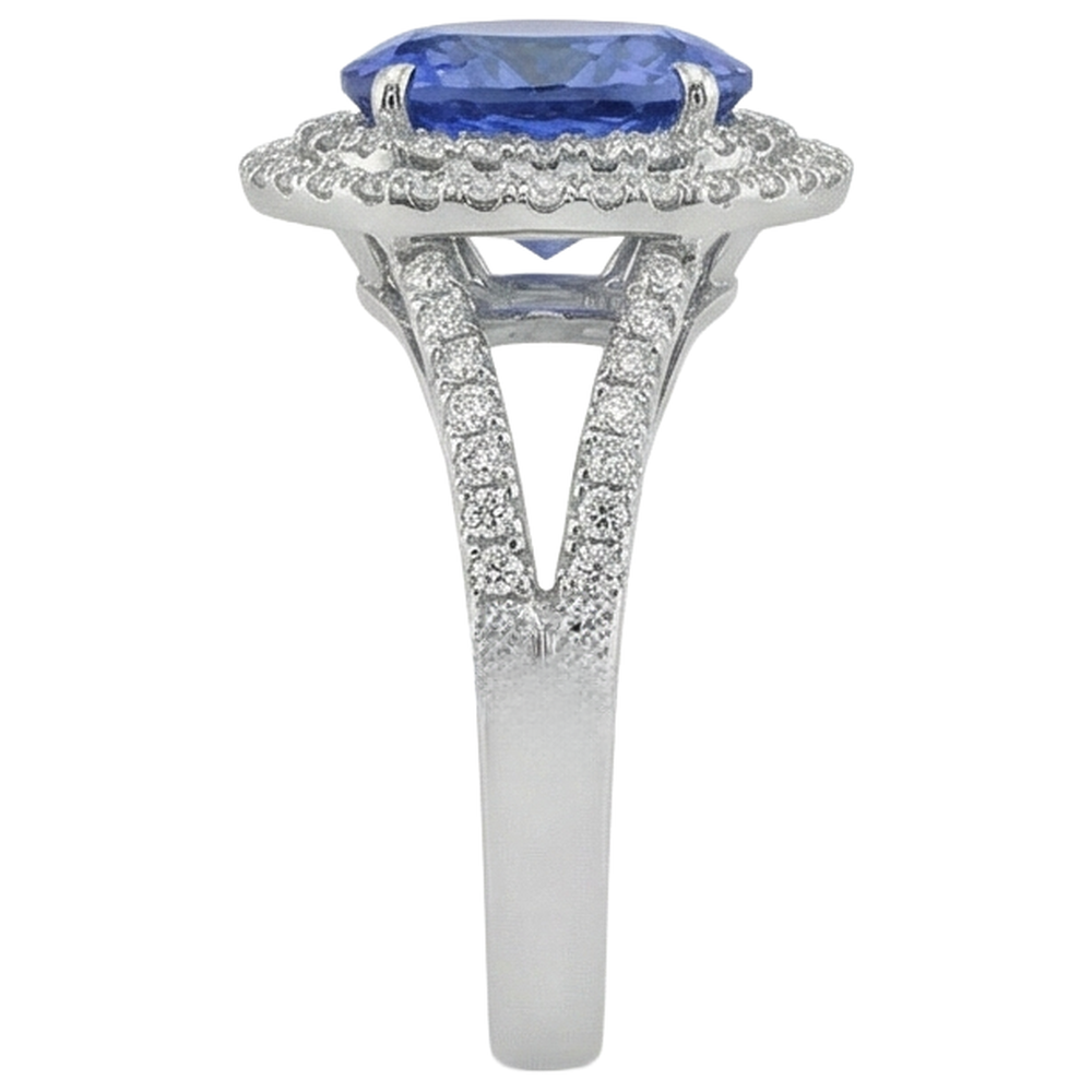 echter round diamant 4.20Karat ring Profilansicht