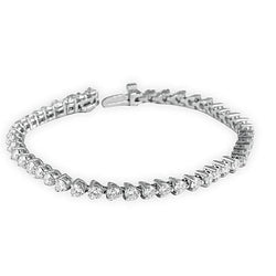 Rundschliff 5,40 Karat Krappenbesatz Echt Aus der Erde Abgebauter Natürlicher Diamanten Tennisarmband Weißgold