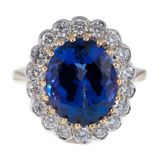 Rundschliff 5,75 Karat Tansanit mit Diamanten Ring Two Tone 14K - harrychadent.de