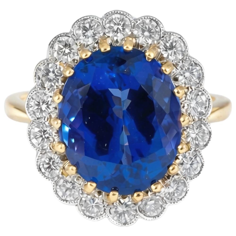 echter oval tansanit 5.75Karat ring Seitenansicht