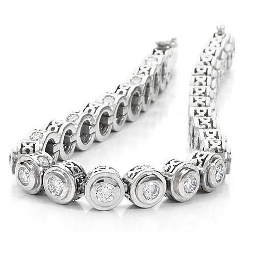 Rundschliff 7 Karat Echt Diamant Tennisarmband Weißgold Feiner Schmuck