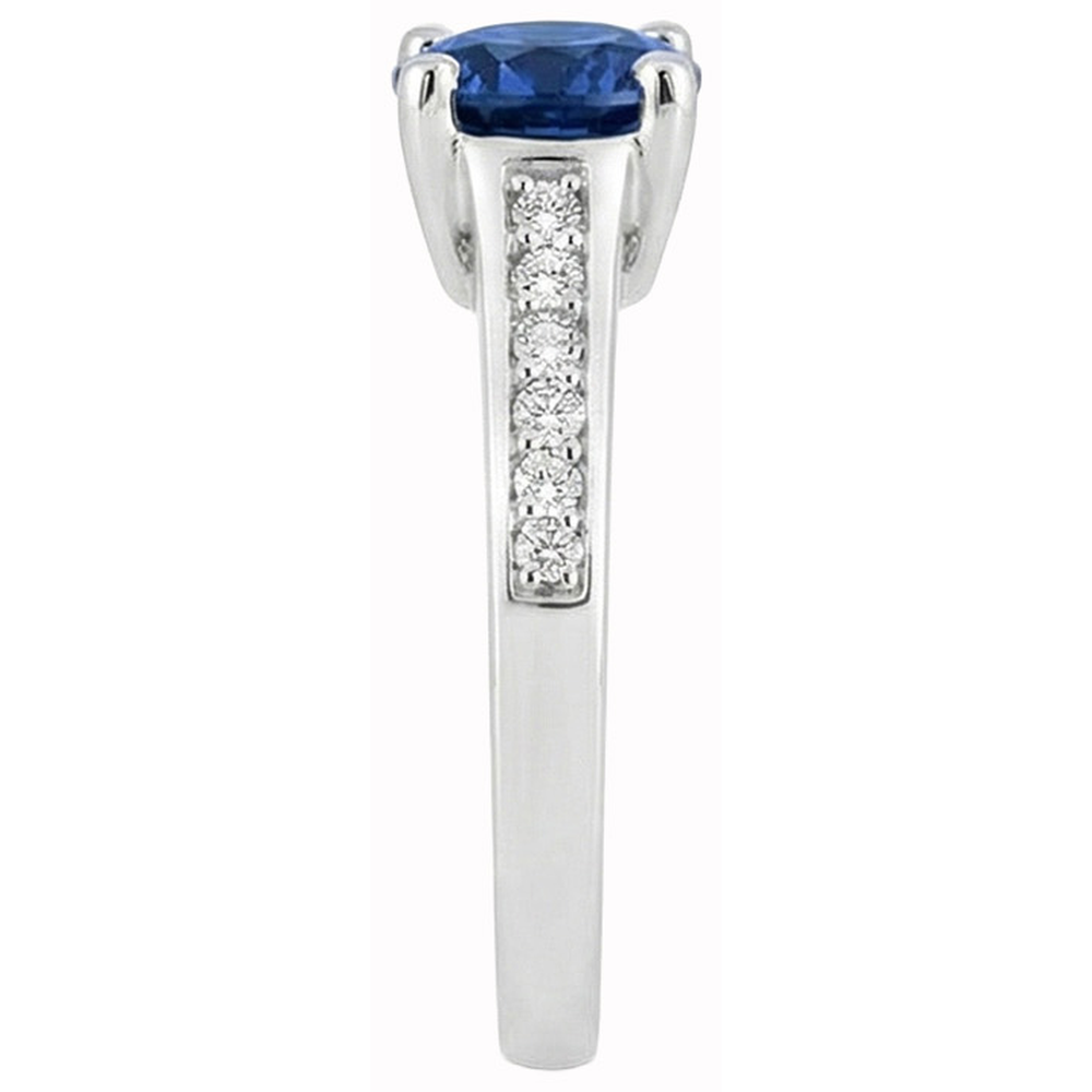 Rundschliff Ceylon Saphir Aus der Erde Abgebauter Natürlicher Diamant Ring 2,80 Karat Weißgold 14K