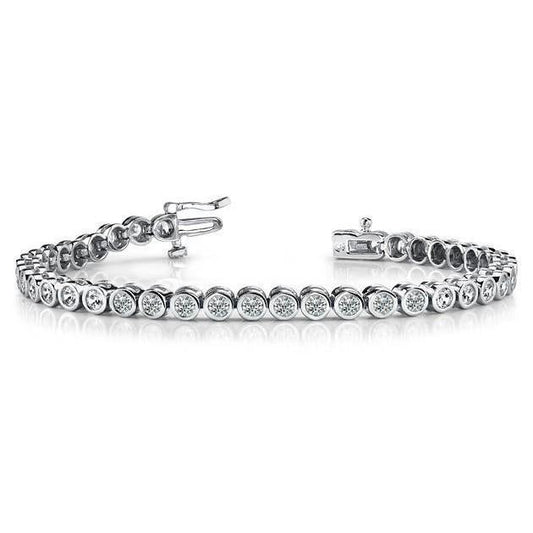 Rundschliff Echt Diamant Tennisarmband Lünette 4,80 Karat Weißgold 14K