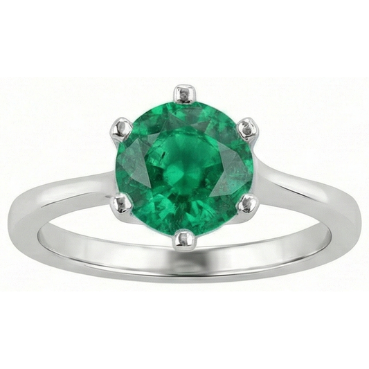 Rundschliff Grüner Smaragd Solitär 3 Karat Ring Gold Weiß 14K