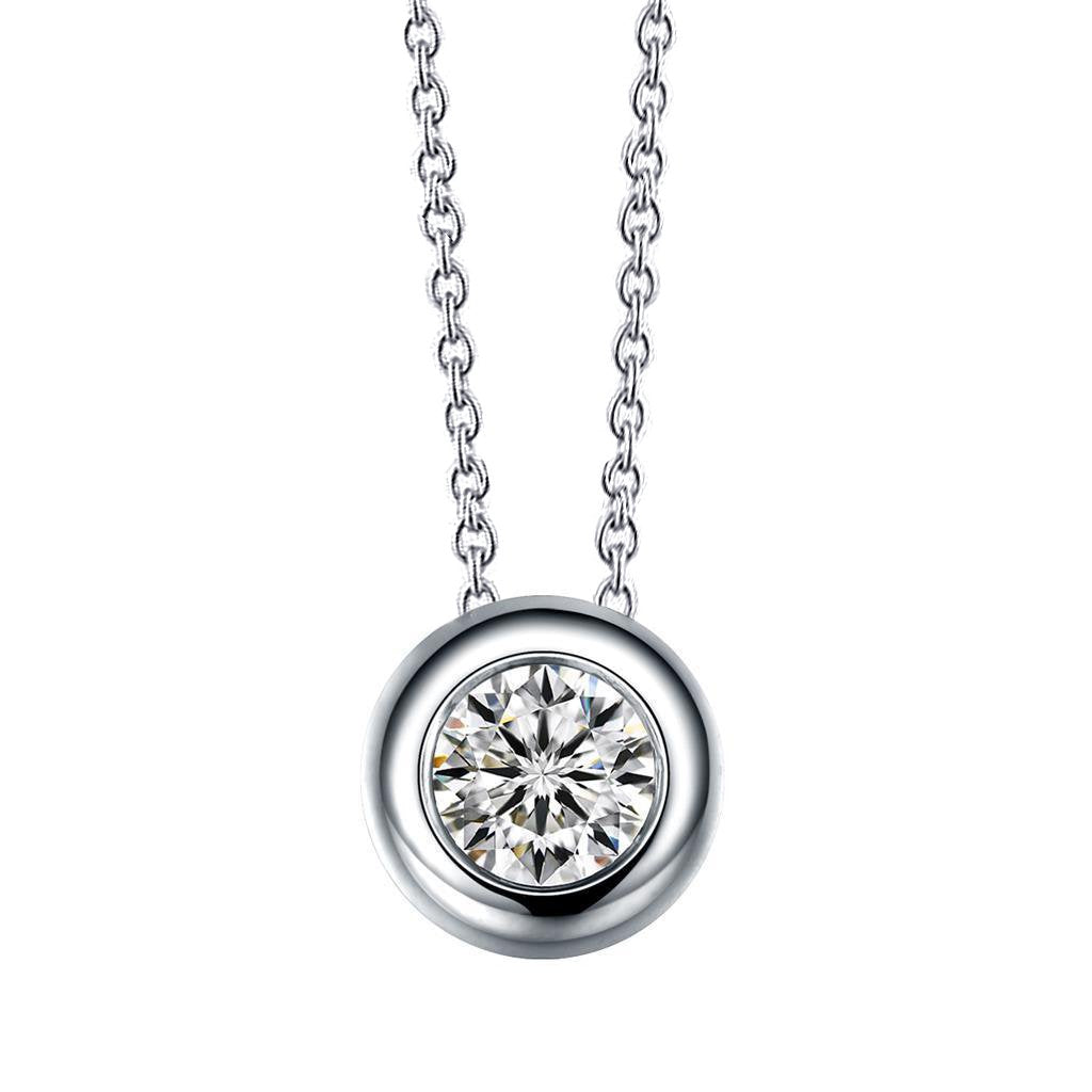 Rundschliff Lünette Set Echt Diamant Slide Anhänger Halskette 2.50 Ct