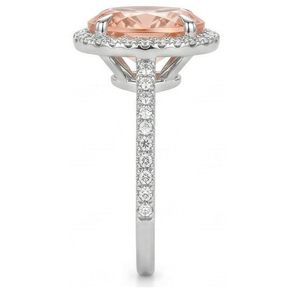 Rundschliff Morganit und Aus der Erde Abgebauter Natürlicher Diamanten 11,35 Karat Ring Gold Weiß 14K