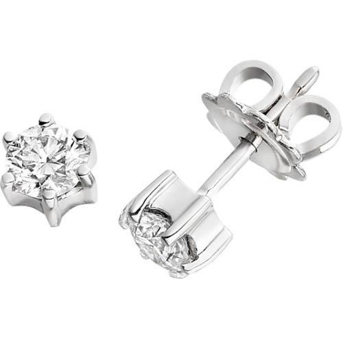 Rundschliff Sechs Zinken Set 2,00 Karat Echt Diamanten Ohrstecker WG 14K