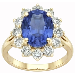 Rundschliff Sri Lanka Blauer Saphir Aus der Erde Abgebauter Natürlicher Diamanten 3 Karat Ring