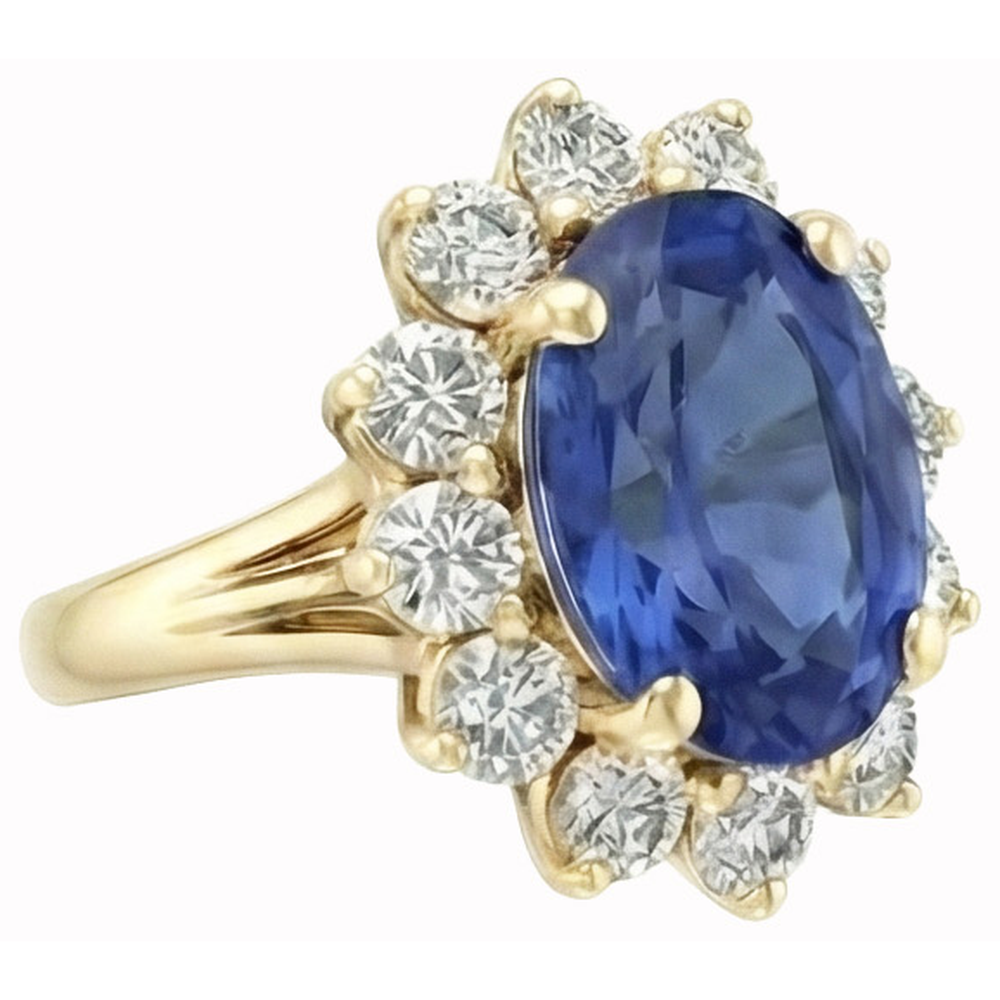 Rundschliff Sri Lanka Blauer Saphir Aus der Erde Abgebauter Natürlicher Diamanten 3 Karat Ring