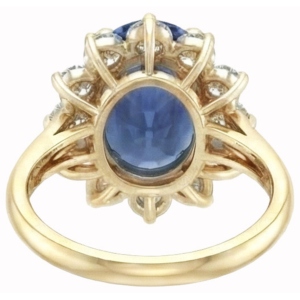 Rundschliff Sri Lanka Blauer Saphir Aus der Erde Abgebauter Natürlicher Diamanten 3 Karat Ring