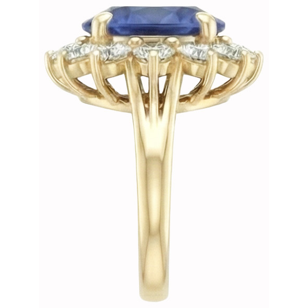 Rundschliff Sri Lanka Blauer Saphir Aus der Erde Abgebauter Natürlicher Diamanten 3 Karat Ring