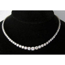Rundschliff-Tennis-Echt-Diamant-Halskette
