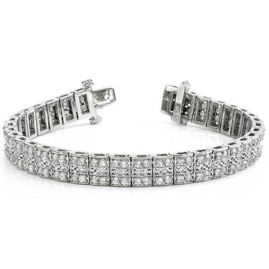 Rundschliff Teppich Echt Diamant Tennisarmband 4 Karat 14K Weißgold