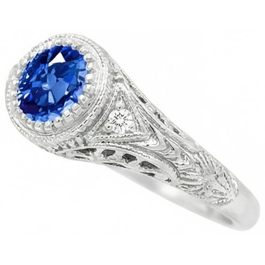 echter round saphir 1.50Karat ring Seitenansicht