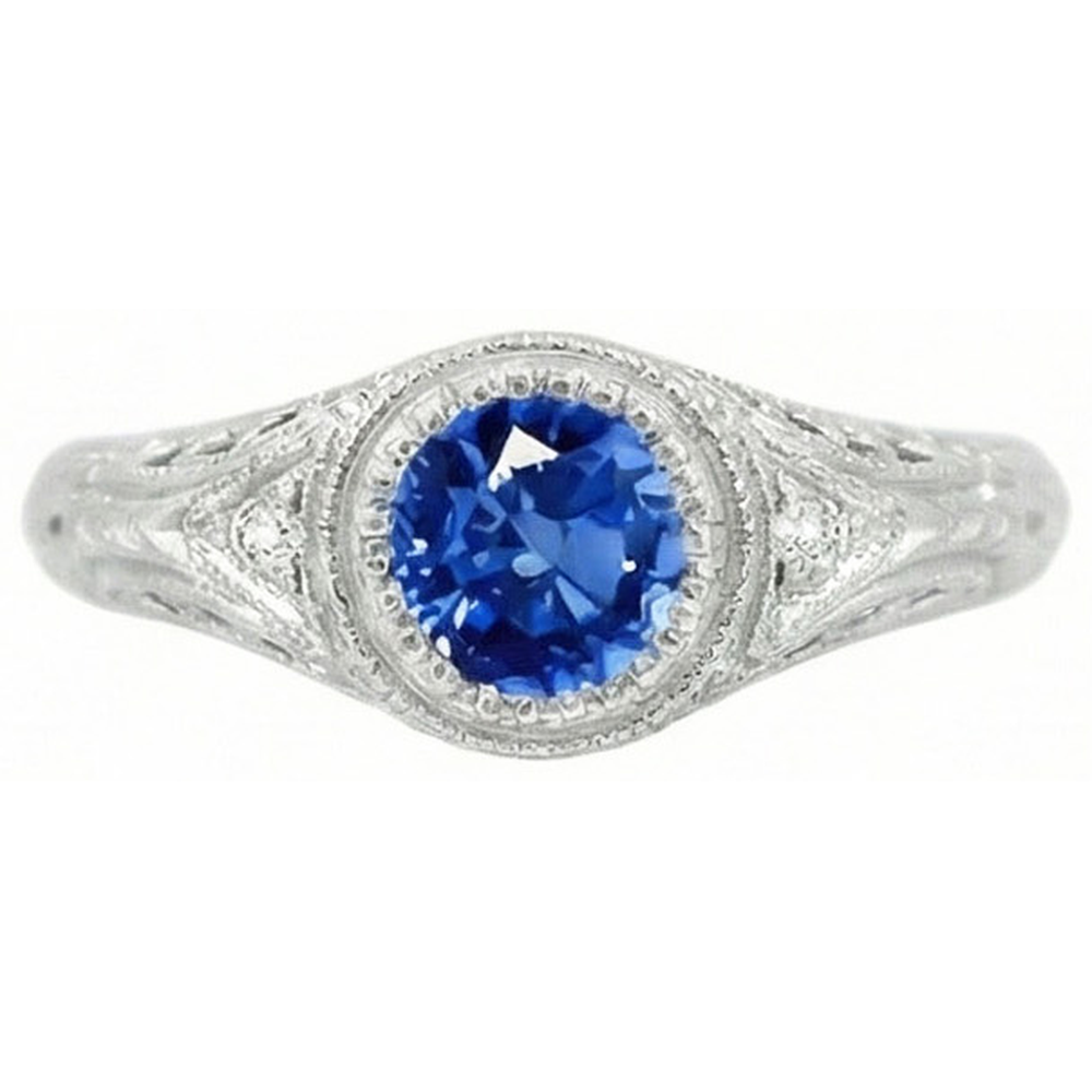echter round saphir 1.50Karat ring Detailansicht