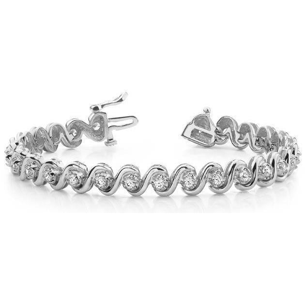 S Style Tennisarmband Damen 7 Karat Runde Echt Diamanten Gold 14K