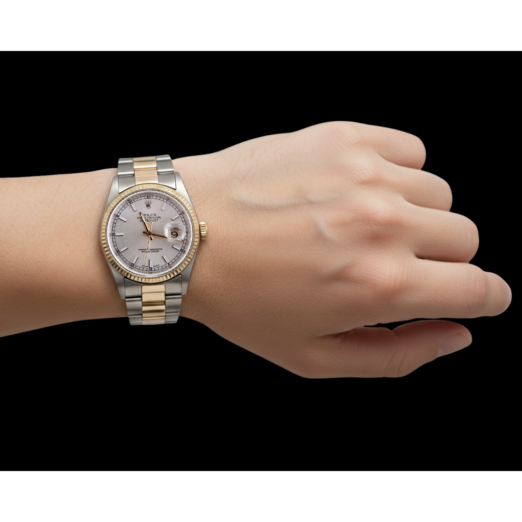 SCHNELLES EINSTELLEN Rolex-Uhr Oyster-Band ohne Löcher Datejust Rolex Zweifarbig SCHNELLES EINSTELLEN