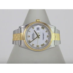 SCHNELLES EINSTELLEN Rolex Datejust Herrenuhr, glatte Lünette, weißes römisches Zifferblatt. SCHNELLES EINSTELLEN