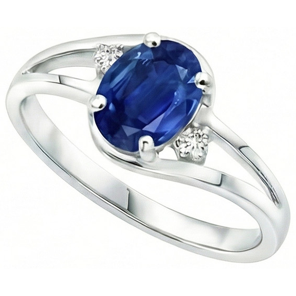 Saphir Aus der Erde Abgebauter Natürlicher Diamant 2,20 Karat Ehering Weißgold 14K