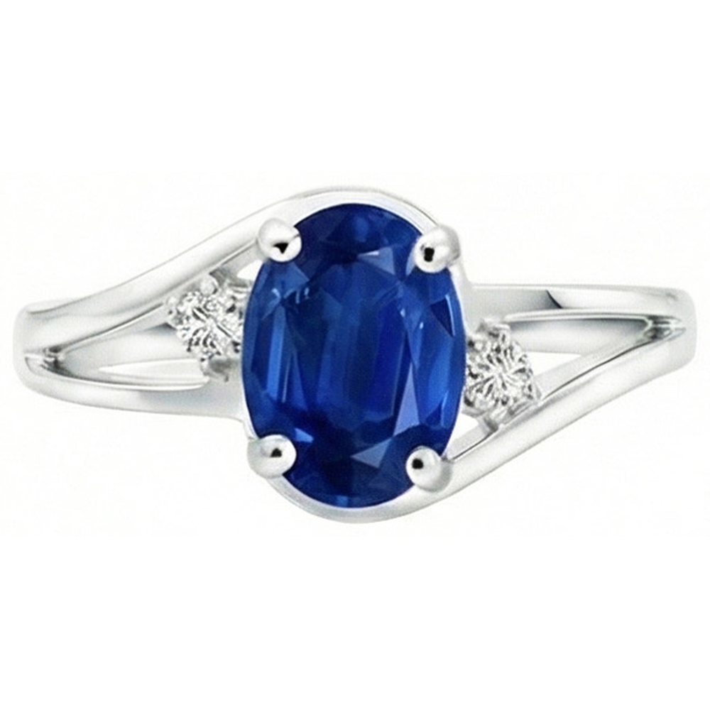 Saphir Aus der Erde Abgebauter Natürlicher Diamant 2,20 Karat Ehering Weißgold 14K