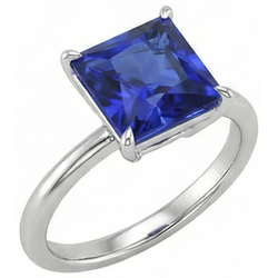 Saphir-Aus der Erde Abgebauter Natürlicher Diamant-Ring im Quadratschliff
