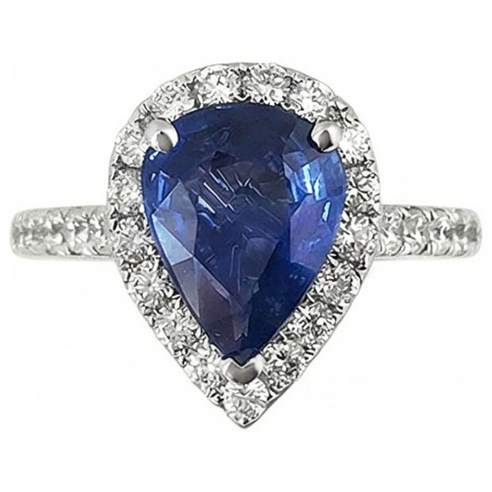 echter round saphir 3.00Karat ring Seitenansicht