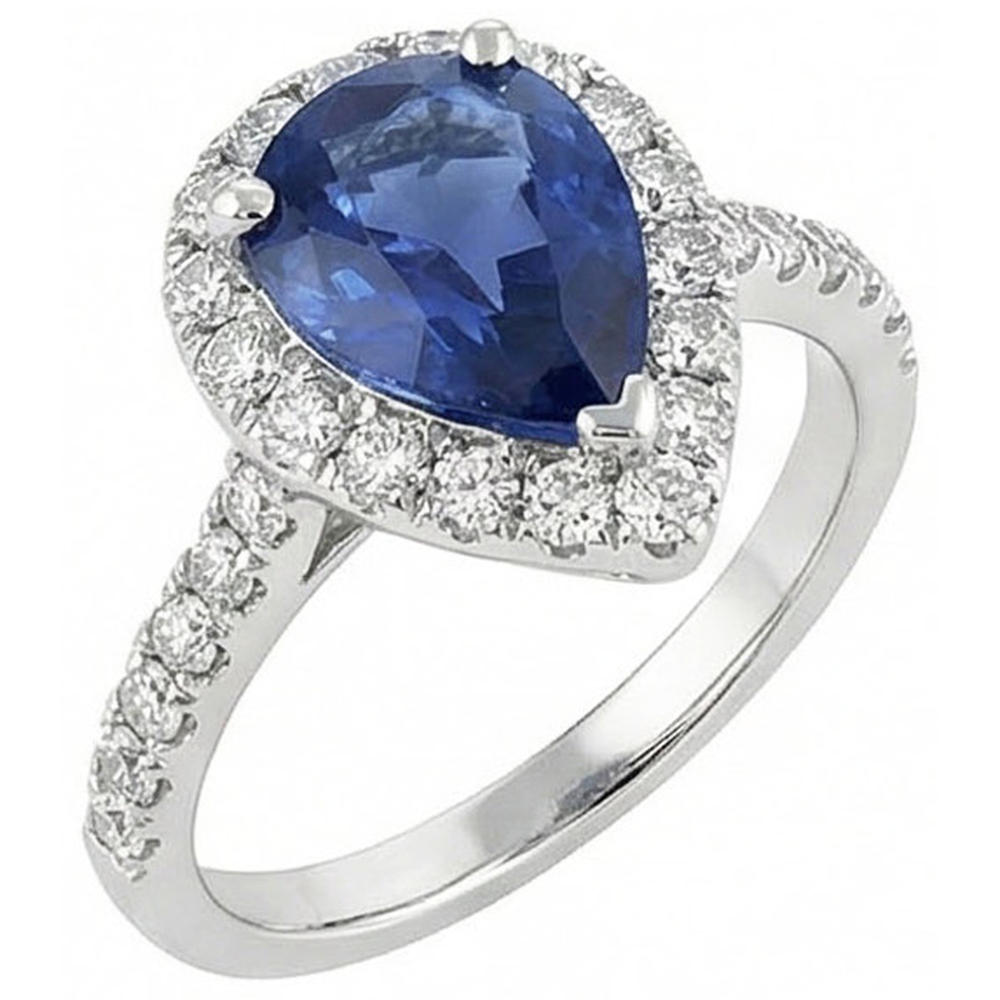 echter round saphir 3.00Karat ring Vorderansicht
