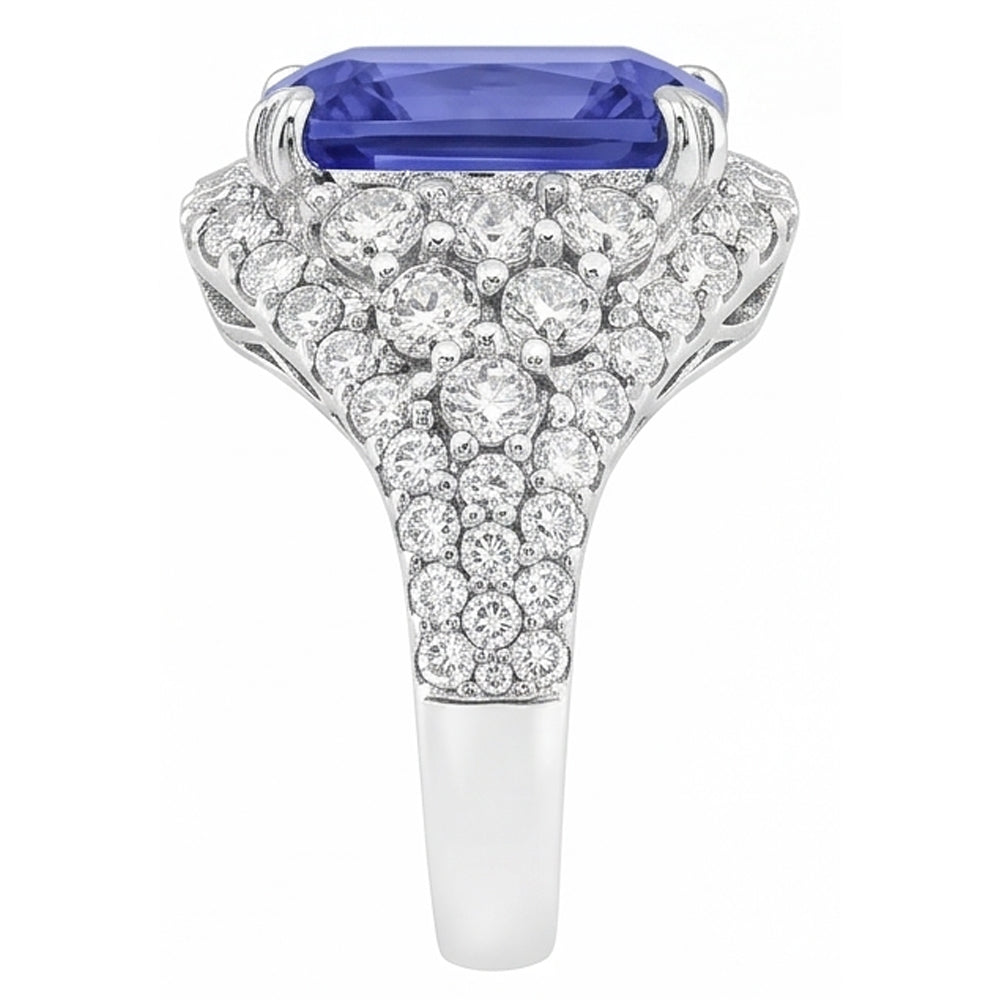 Saphir-Edelstein-Ring 4,50 Karat mehrreihig Pave Set Natürlicher Diamant ( nicht im Labor gezüchtet ) Shank