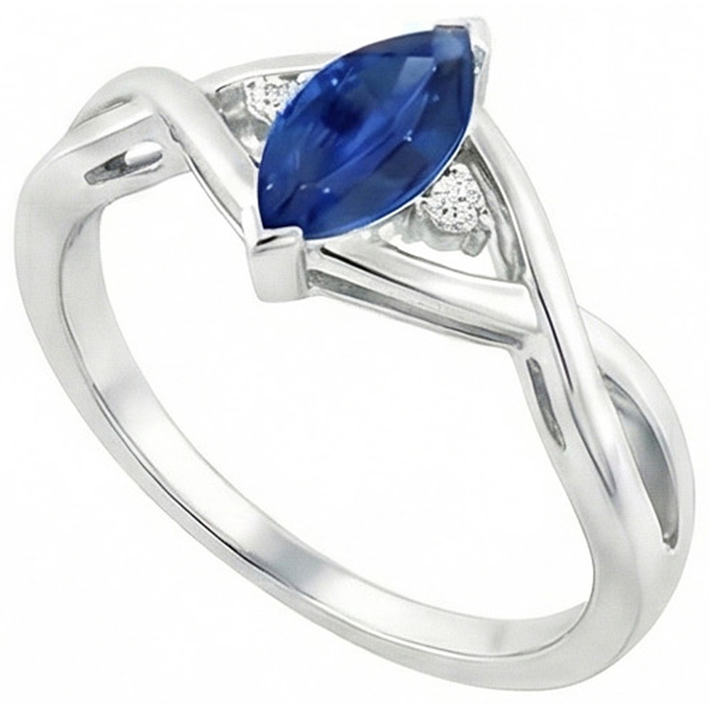 Saphir Marquise Schliff Verlobungs Ring Mit Aus der Erde Abgebauter Natürlicher Diamanten