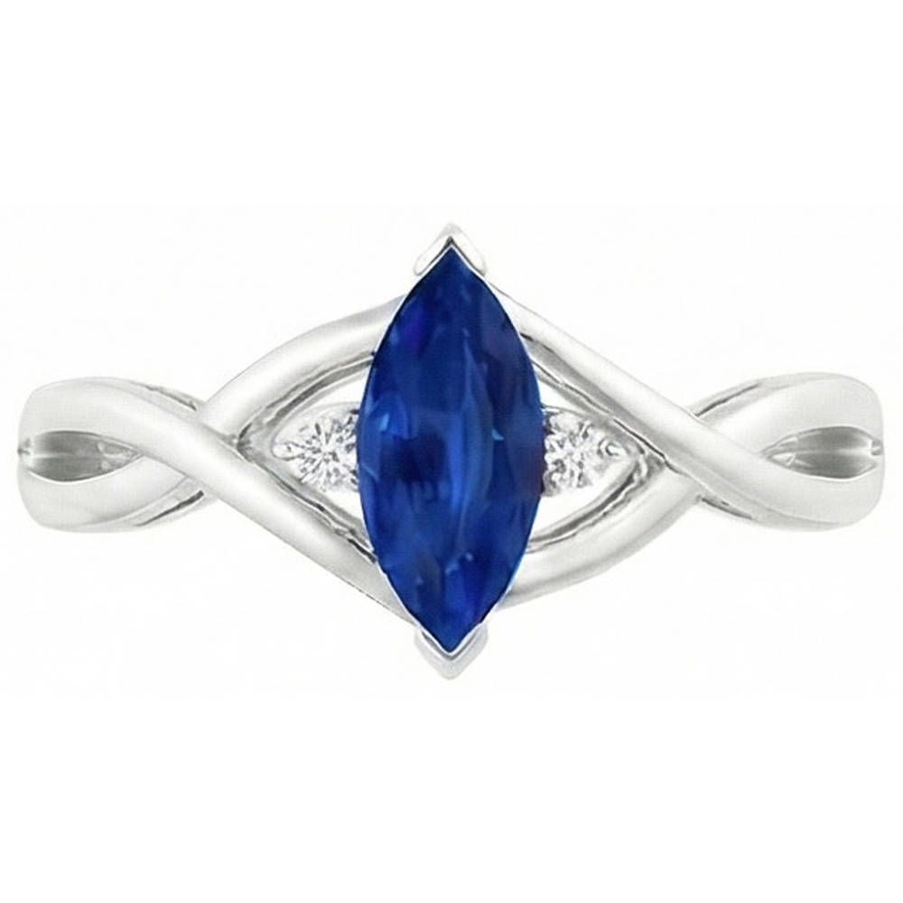 Saphir Marquise Schliff Verlobungs Ring Mit Aus der Erde Abgebauter Natürlicher Diamanten