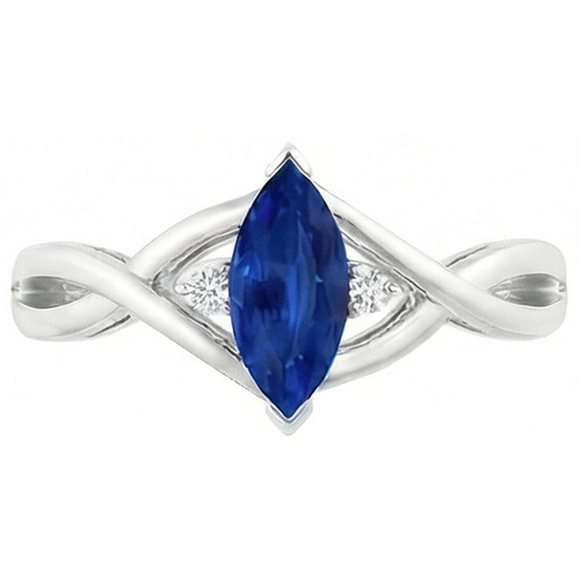 Saphir Marquise Schliff Verlobungs Ring Mit Aus der Erde Abgebauter Natürlicher Diamanten