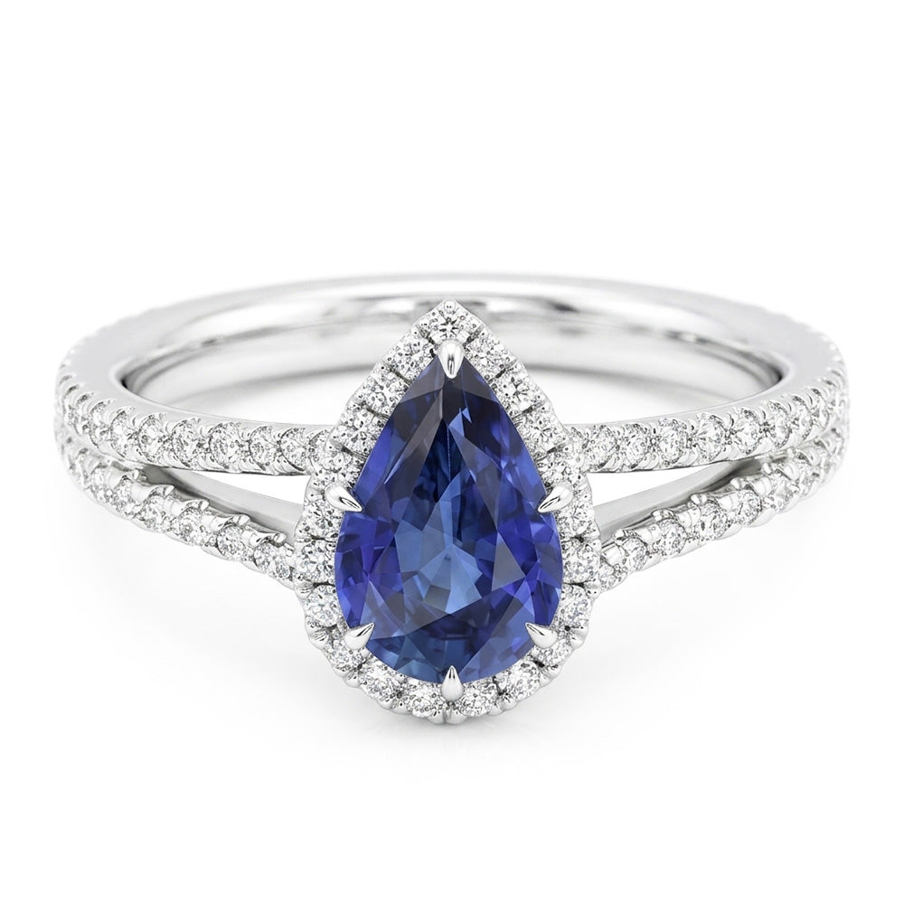 Saphir-Natürlicher Diamant ( nicht im Labor gezüchtet )-Ring