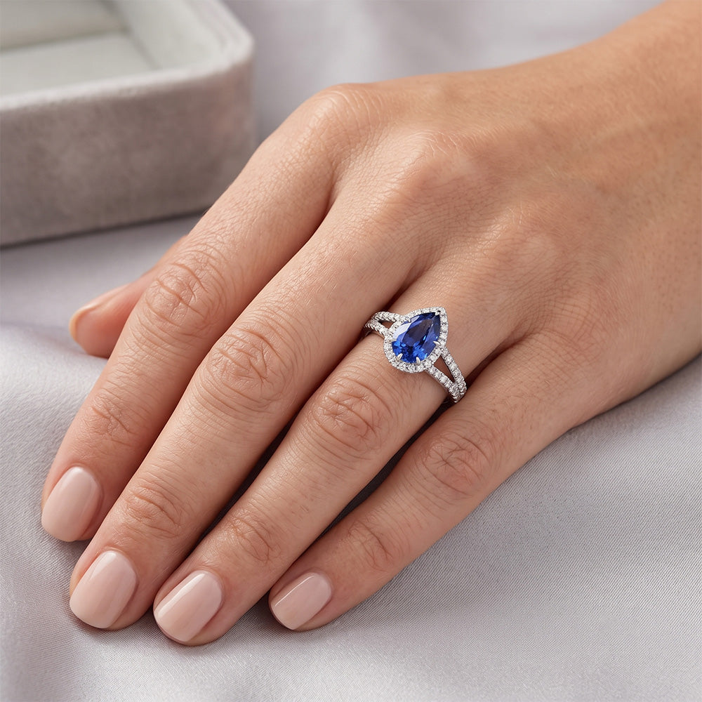 Saphir-Natürlicher Diamant ( nicht im Labor gezüchtet )-Ring